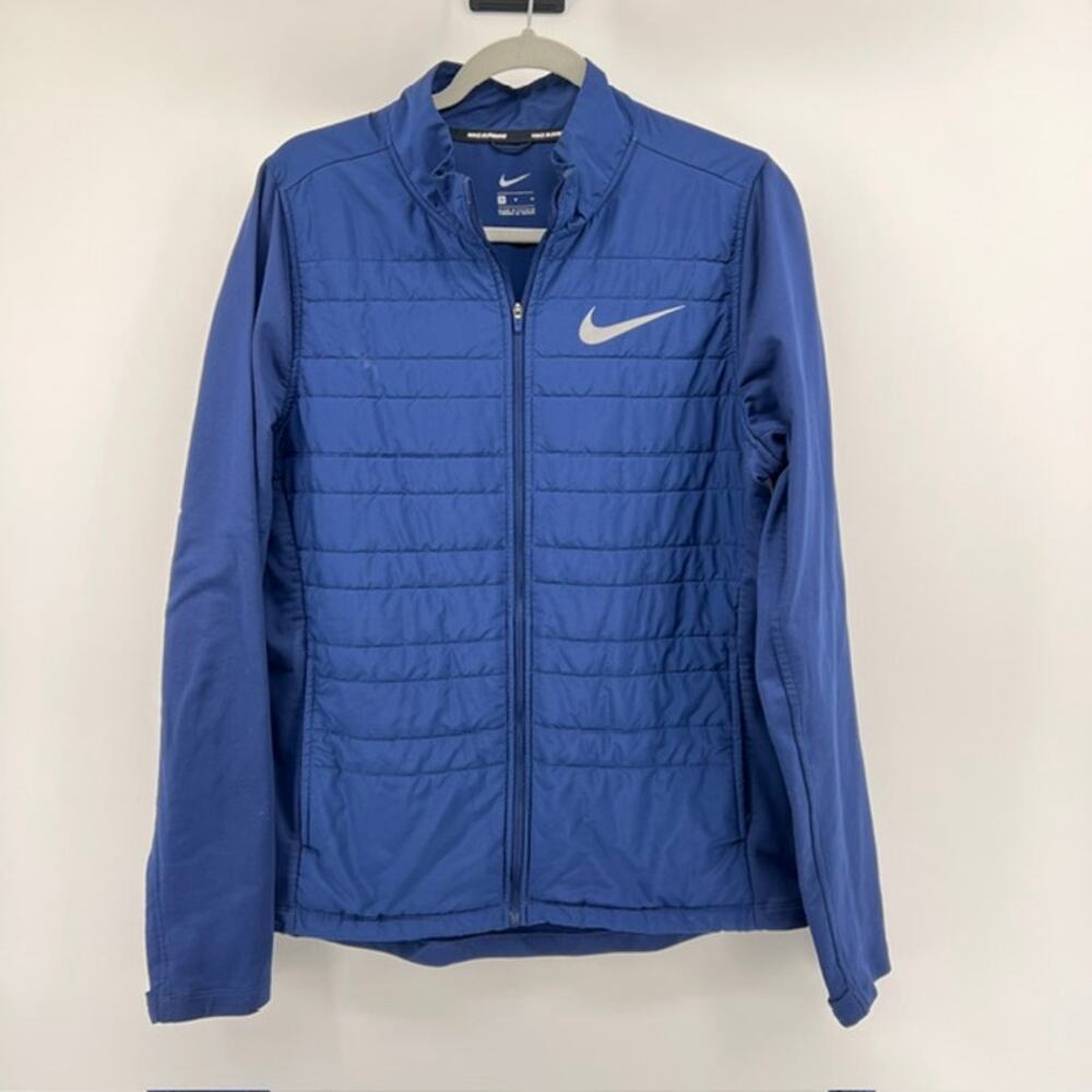 Nike Essential Reflective Running Jacket Mens M Blue Quilted Lightweight Stretch